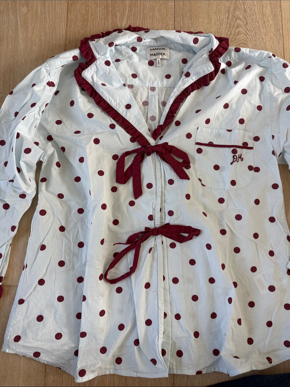 Damson Madder NWOT pajamas  with Burgundy Polka Dots- never worn
